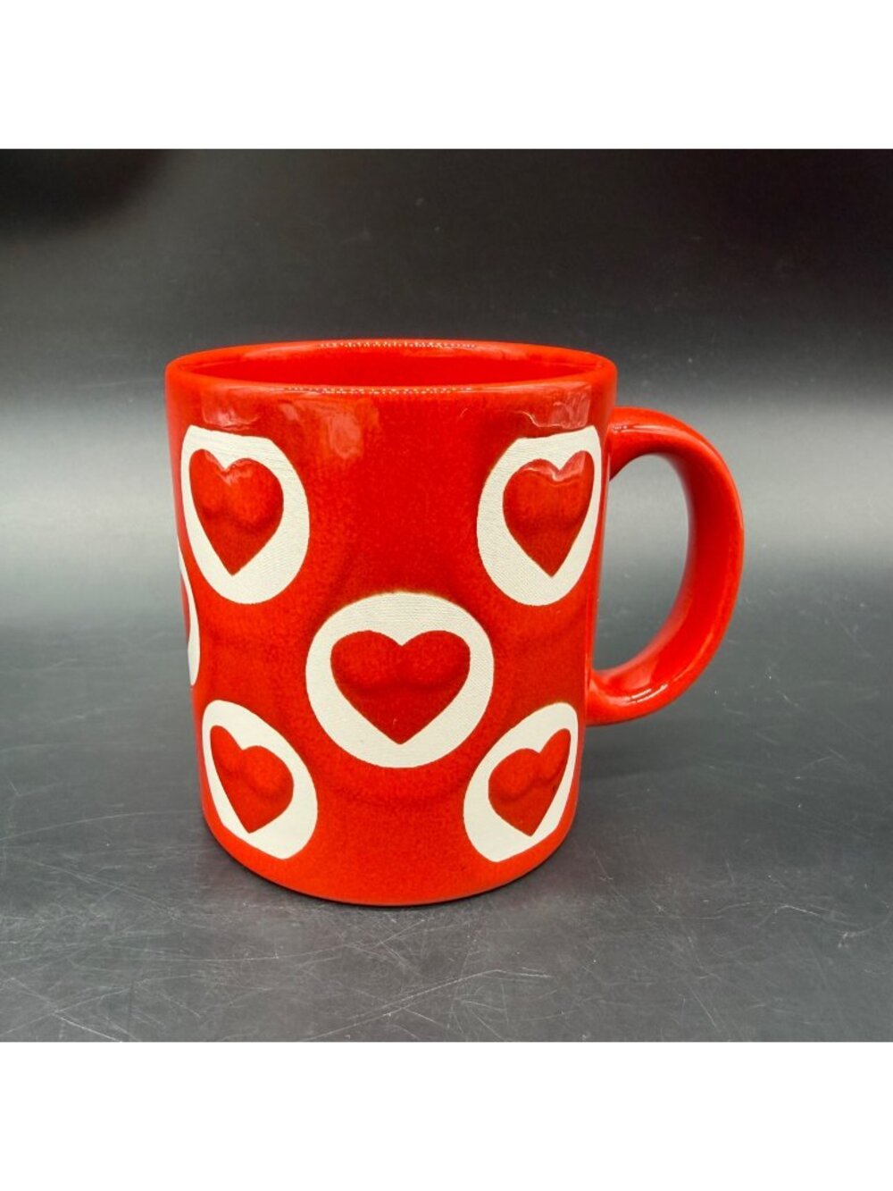 Vintage Waechtersbach Germany Mug Red Hearts White Ceramic Retro Coffee Cup